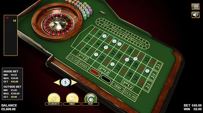 RNG European Roulette gameplay