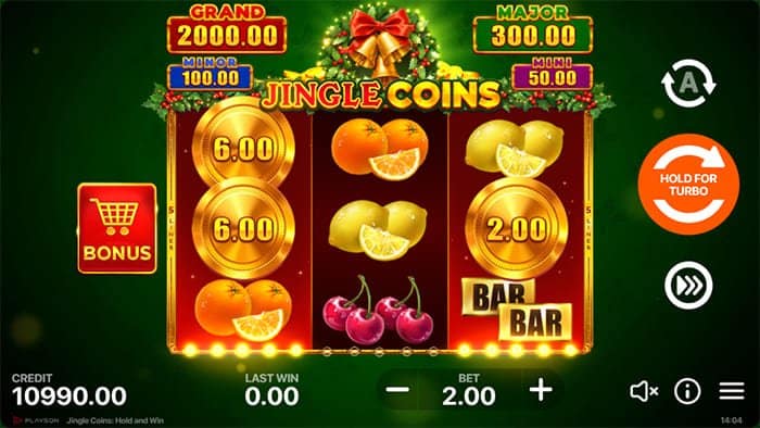 Jingle Coins Hold and Win video slot main gameplay