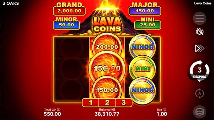 Lava Coins Hold and Win feature playthrough