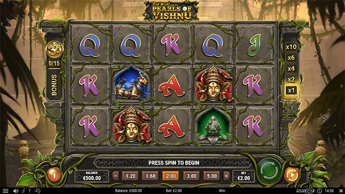 Rich Wilde and the Pearls of Vishnu video slot main game