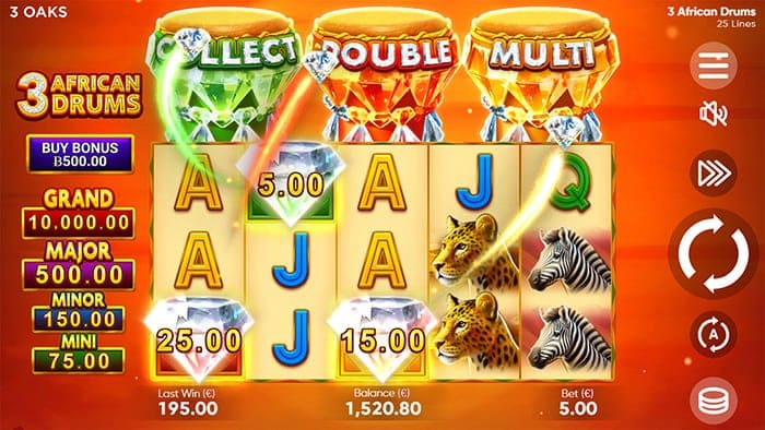 3 African Drums video slot base gameplay