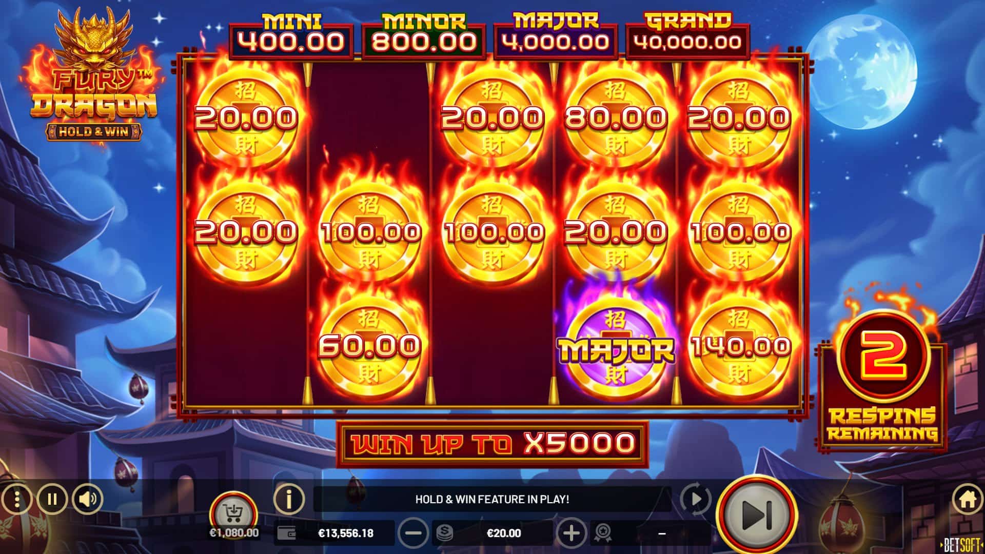 Hold & Win Feature with Golden Dragons