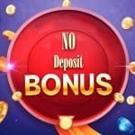 No Deposit Bonus logo with a yellow circle and coins around it