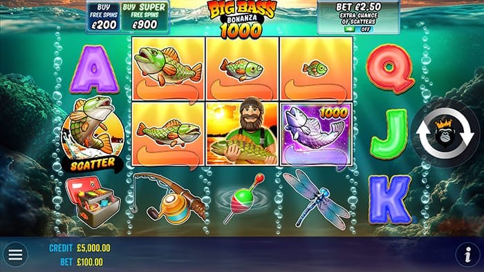 Big Bass Bonanza 1000 base gameplay