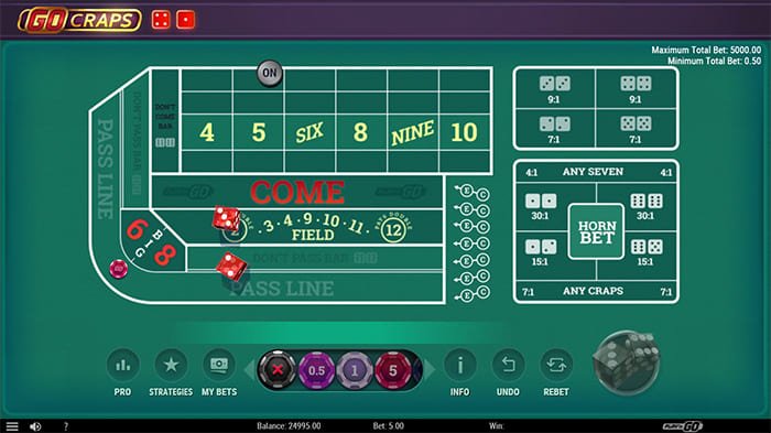 GO Craps from Play'n GO gameplay