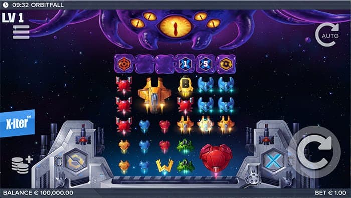 Orbitfall video slot base gameplay