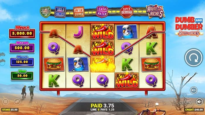 Dumb and Dumber Route to Riches video slot base gameplay