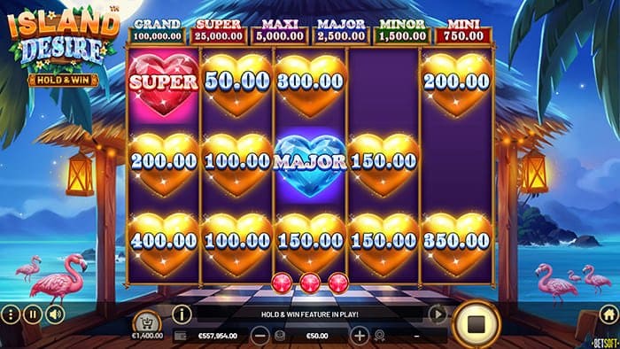 Island Desire Hold and Win slot respin feature