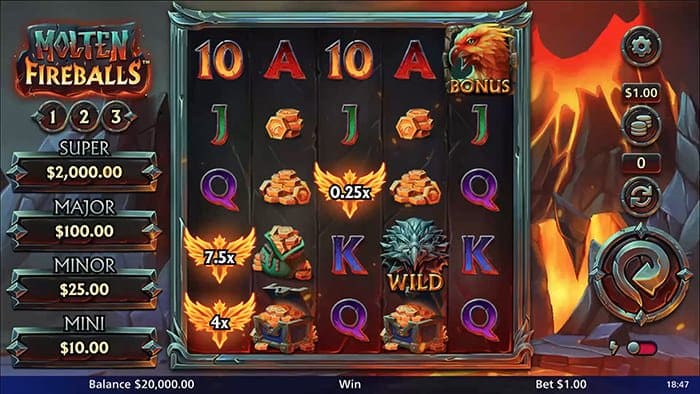 Molten Fireballs video slot base game