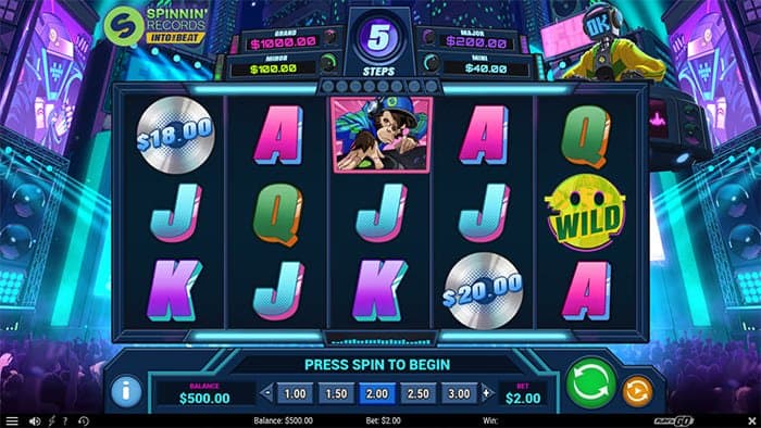 Spinnin' Records Into the Beat slot base gameplay