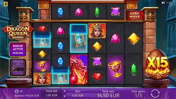 Dragon Queen Megaways base gameplay win