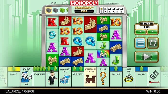 Monopoly Megaways video slot main gameplay
