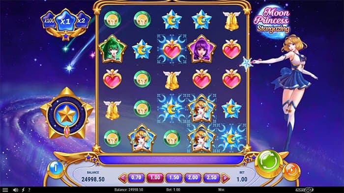 Moon Princess Stargazing video slot base gameplay