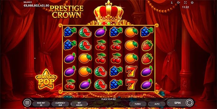 Prestige Crown video slot base gameplay