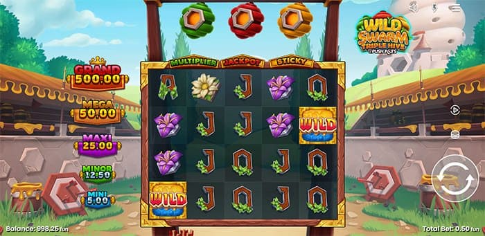 Wild Swarm Triple Hive video slot base gameplay