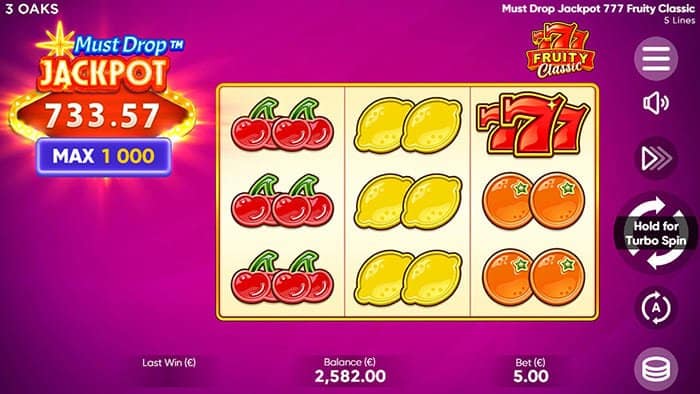 777 Fruity Classic - Must Drop Jackpot video slot base gameplay