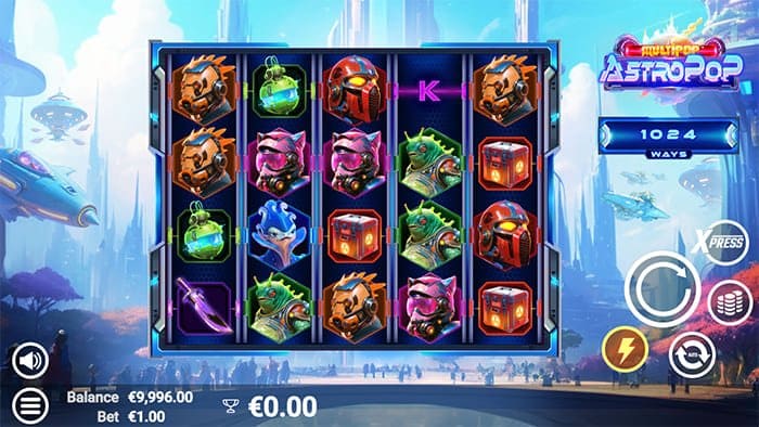 AstroPop video slot base gameplay