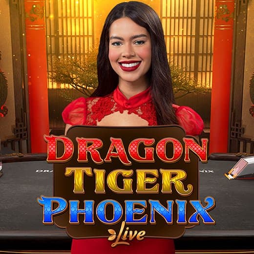 Dragon Tiger Phoenix live casino game logo and dealer