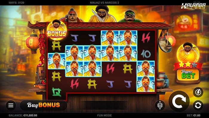 Ninjaz vs Narcos 2 video slot base gameplay