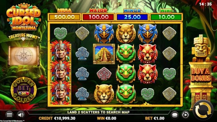 Riches Await in The Cursed Idol of Montezuma - Treasure Hunt video slot base gameplay