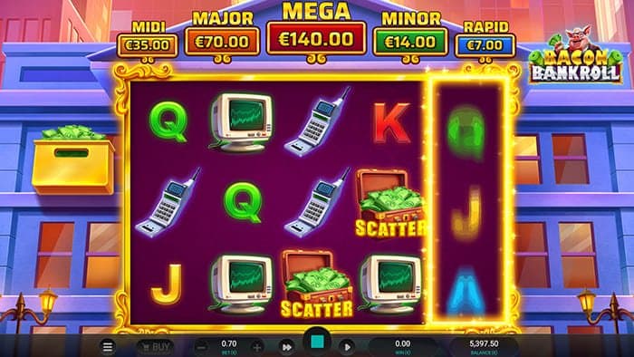Bacon Bankroll video slot base gameplay