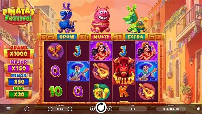 Pinatas Festival video slot base gameplay