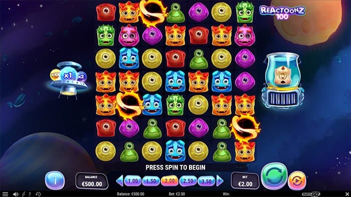 Reactoonz 100 video slot base gameplay