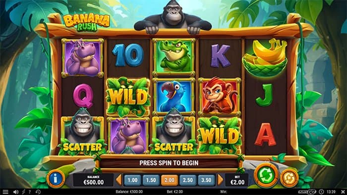 Banana Rush video slot base gameplay
