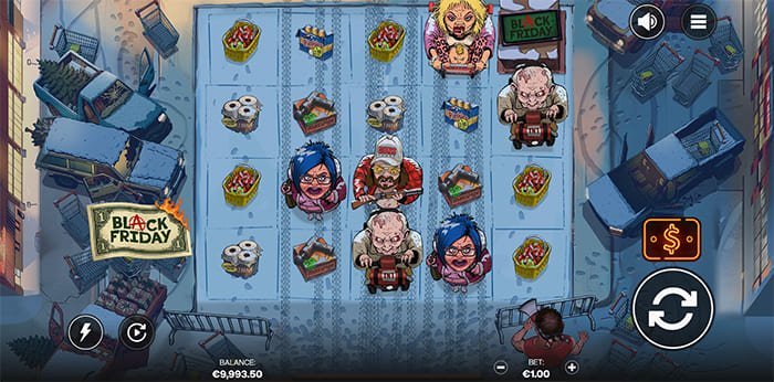 Black Friday video slot base gameplay