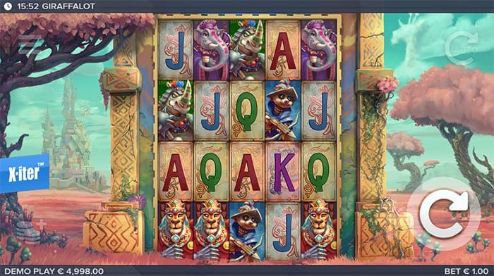 Giraffalot video slot base gameplay