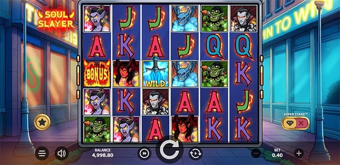 Soul Slayer video slot base gameplay