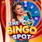 The Bingo Spot live casino game logo and presenter