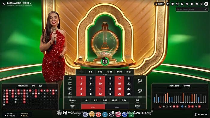 24D Spin live casino game playthrough
