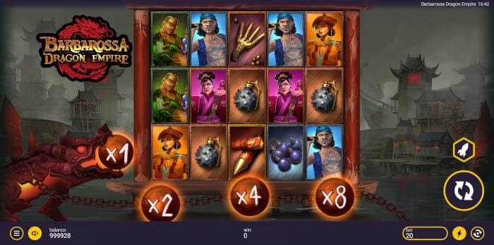 Barbarossa Dragon Empire video slot base gameplay