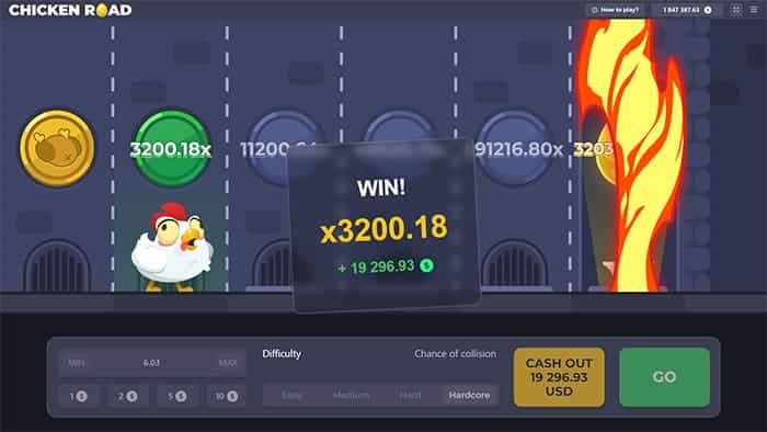 Chicken Road crash game total win