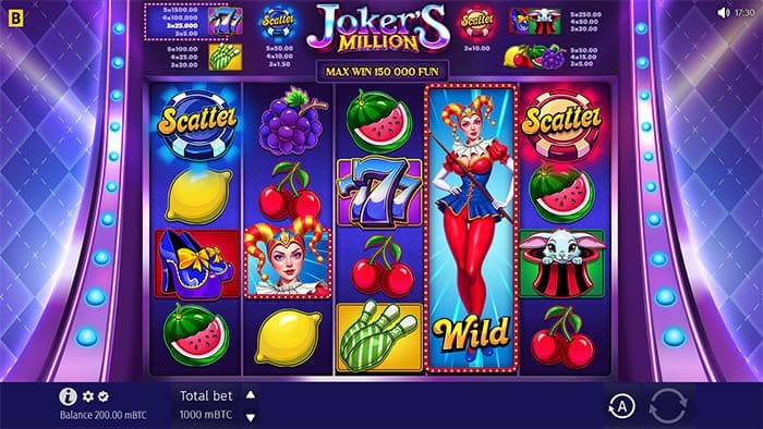 Jokers Million video slot base gameplay