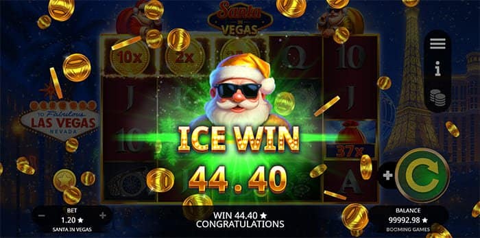 Santa in Vegas video slot ice win