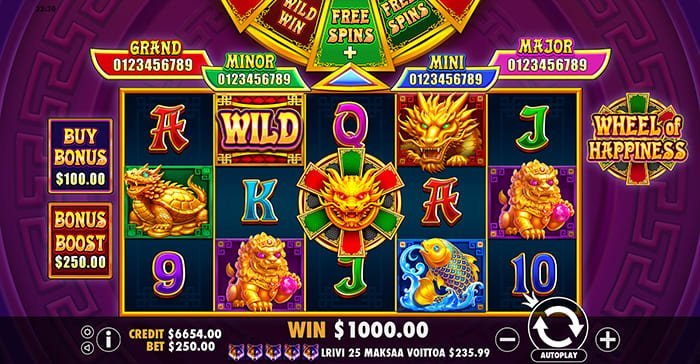 Wheel of Happiness video slot base gameplay