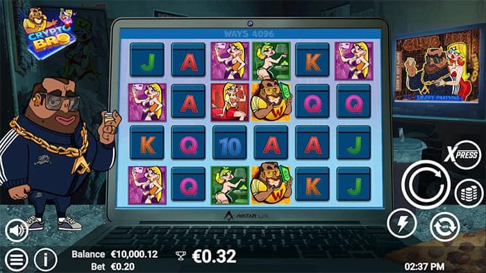 Crypto Bro video slot base gameplay