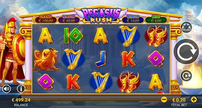 Pegasus Rush video slot base gameplay
