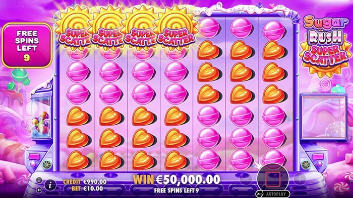 Sugar Rush Super Scatter video slot free spins playthrough