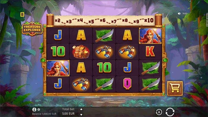 Treasure Explorer video slot base gameplay
