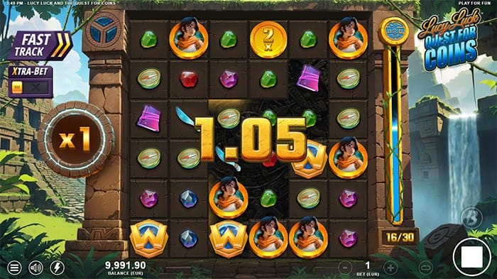 Lucy Luck and the Quest for Coins video slot base gameplay