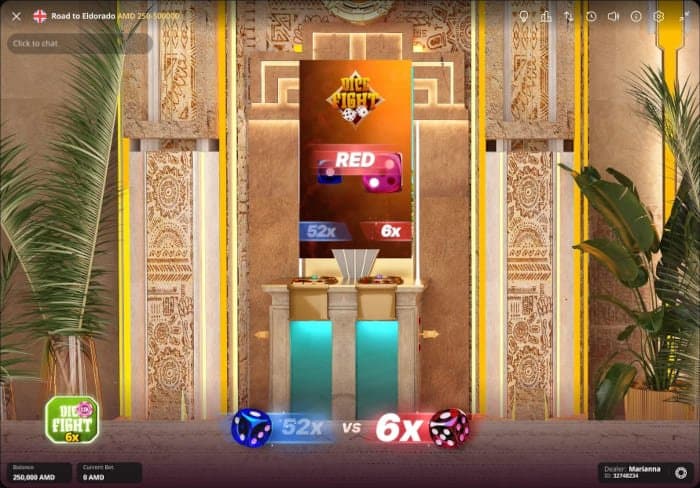 The Road to Eldorado live casino game dice fight