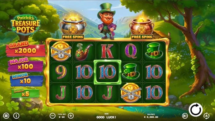 Patrick’s Treasure Pots video slot base gameplay