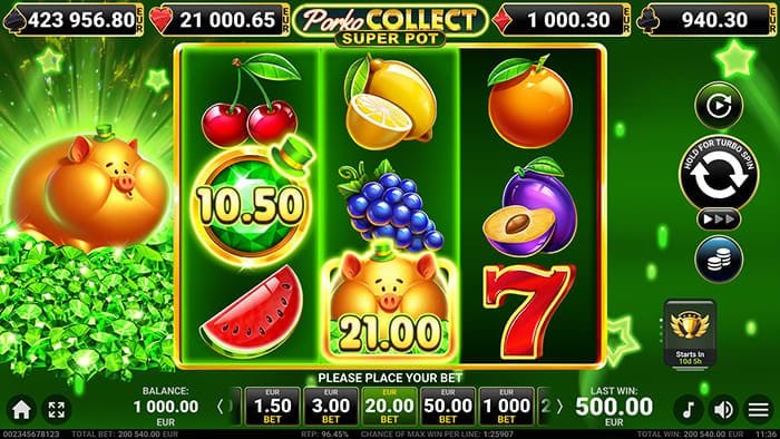 Porko Collect Super Pot video slot base gameplay