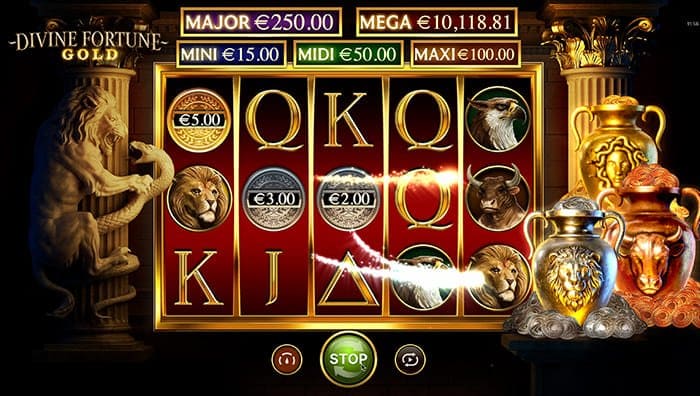 Divine Fortune Gold video slot base gameplay