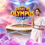 Gates of Olympus Roulette live casino game logo and presenter
