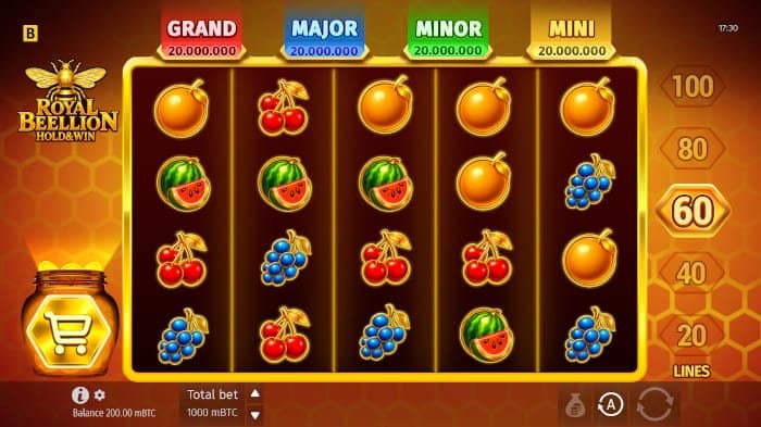 Royal Beellion Hold and Win video slot base gameplay