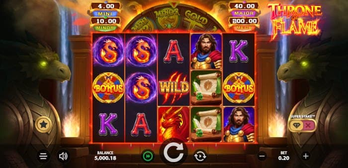 Throne of Flame video slot main game